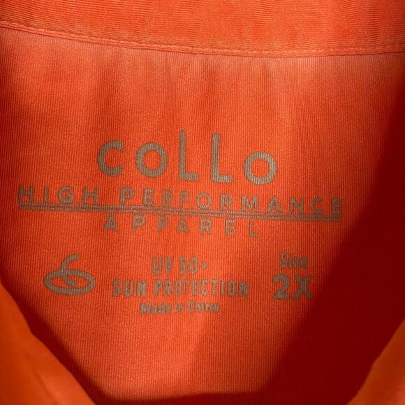 Collo Apparel Santa Rosa Orange Short Sleeve Men’s Golf Polo Size 2X UPF 50 New - Picture 9 of 11